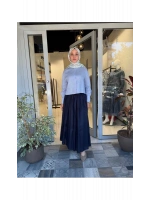 Natural %100 Keten Beli Lastikli Etek TD-3553