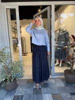 Natural %100 Keten Beli Lastikli Etek TD-3553