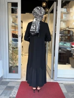 Örgü Teknikli Düz Renk Uzun Triko Elbise 3264005