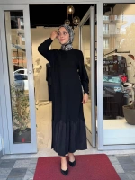 Örgü Teknikli Düz Renk Uzun Triko Elbise 3264005