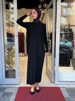 Örgü Teknikli Elbiseli Hırka Takım Black 3260001