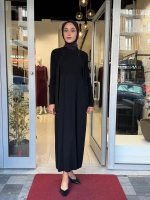 Örgü Teknikli Elbiseli Hırka Takım Black 3260001
