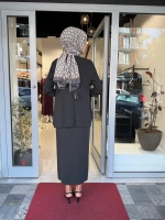Örgü Teknikli Elbiseli Hırka Takım Haki 3260001