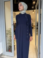 Örgü Teknikli Elbiseli Hırka Takım Navy 3260001