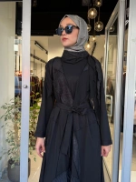 Patchwork Elbise Siyah 40825