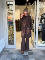 Patchwork Tunik Kahverengi 40009