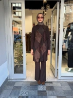 Patchwork Tunik Kahverengi 40009