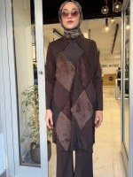 Patchwork Tunik Kahverengi 40009