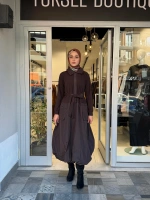 Tafta Elbise Kahverengi 40808