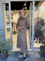 Yaka Nakış Detaylı %100 Keten Elbise TD-4740
