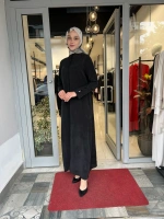 Yakasız Yırtmaç Detaylı Ferace 2268285