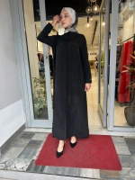 Yakasız Yırtmaç Detaylı Ferace 2268285