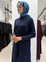 Yuvarlak Yaka Basic Tunik Navy 3266009