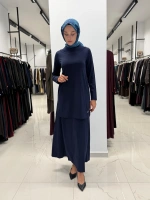 Yuvarlak Yaka Basic Tunik Navy 3266009