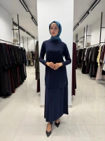 Yuvarlak Yaka Basic Tunik Navy 3266009