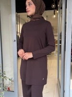 Yuvarlak Yaka Basic Tunik Cacao 3266009