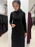 Yuvarlak Yaka Basic Tunik Black 3266009