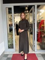 Yuvarlak Yaka Cupro Uzun Elbise 2264304