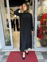 Yuvarlak Yaka Cupro Uzun Elbise 2264304