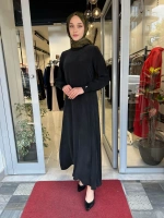 Yuvarlak Yaka Cupro Uzun Elbise 2264304