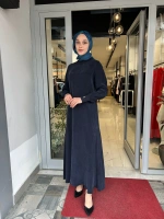 Yuvarlak Yaka Cupro Uzun Elbise 2264304