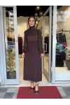 Balıksırtı Detaylı Uzun Elbise Cacao 3260801