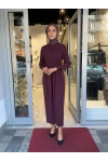 Kalın Fitilli Triko Elbise Oubergine 3264001
