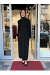 Örgü Teknikli Elbiseli Hırka Takım Black 3260001