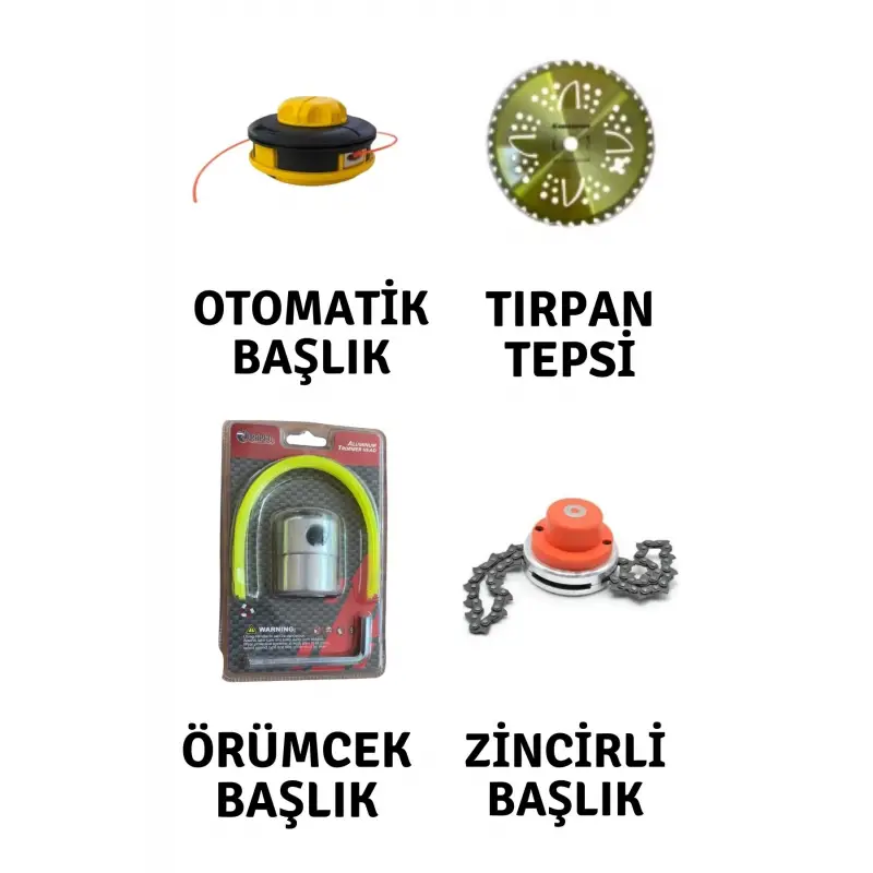 Motorlu Tırpan 4 lü Başlık Seti