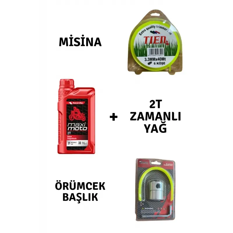 Motorlu Tırpan Seti Misina-Örümcek Başlık-Yağ