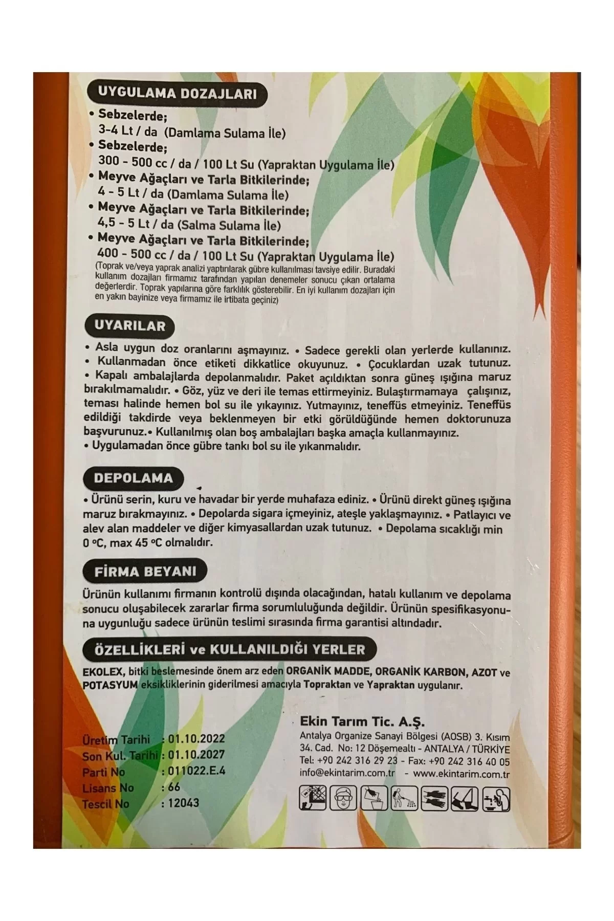 Ekolex Organik Sıvı Gübre Karbon Azot Potasyum 1 Litre