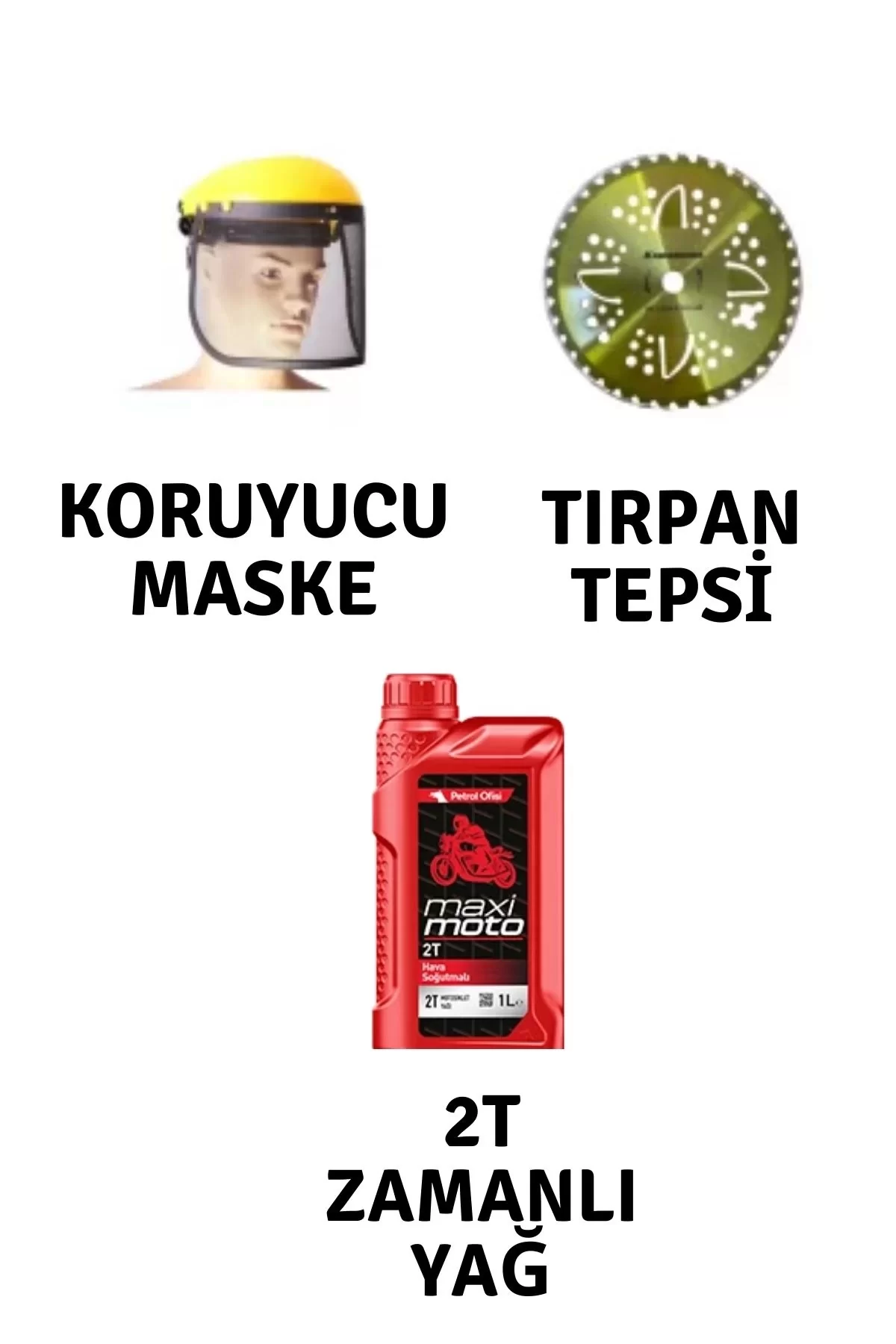 Motorlu Tırpan Seti Koruyucu Maske-Tırpan Tepsi-Yağ