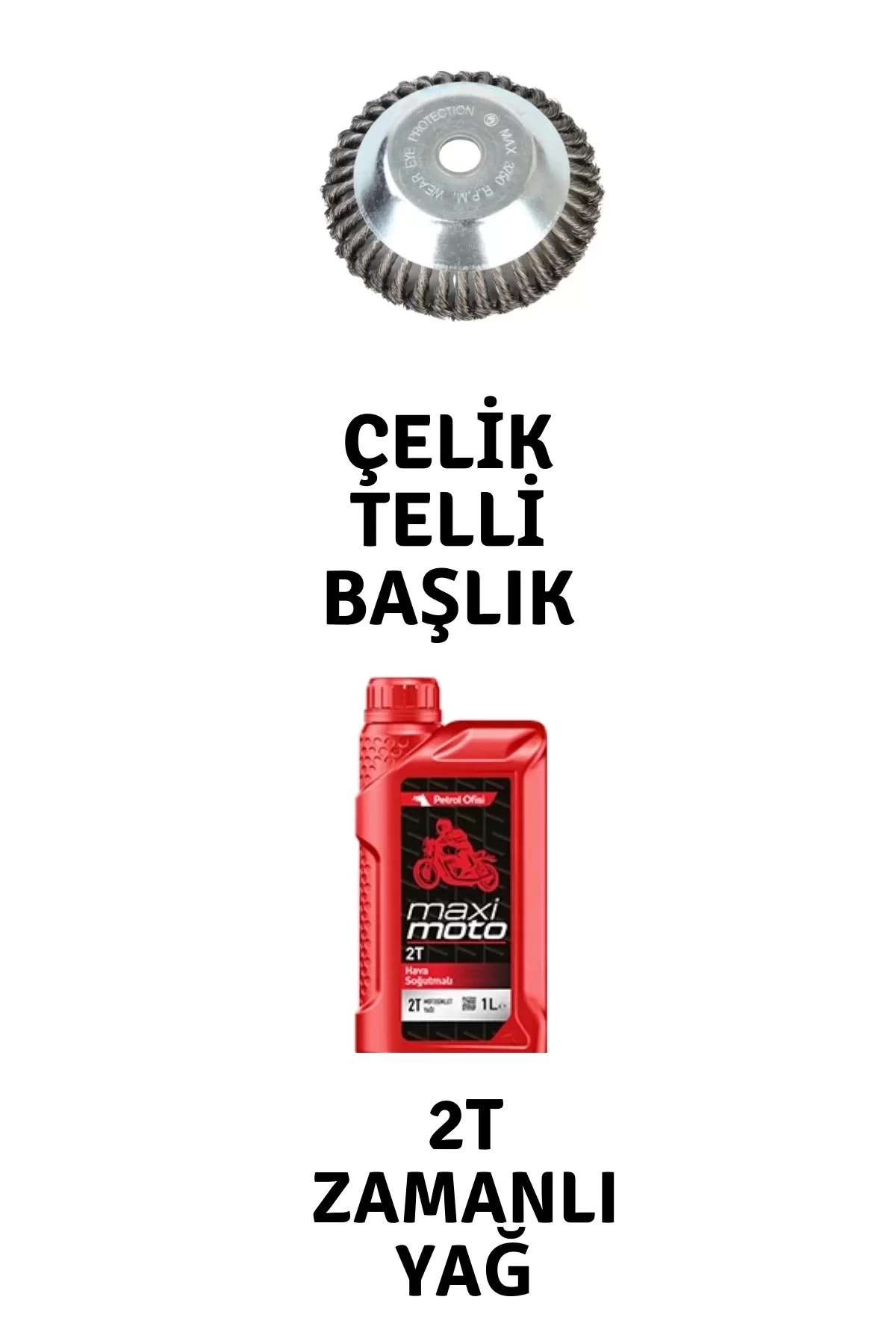 Rapco Motorlu Tırpan Çelik Telli Başlık ve Petrol Ofisi Maximoto 2T Zamanlı Yağ