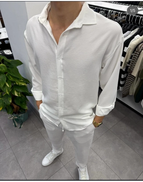 Alt Üst Keten Takım Beyaz