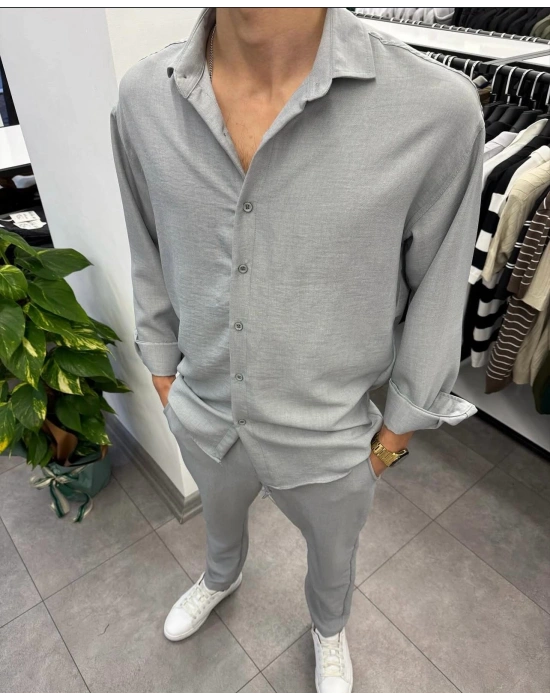 Alt Üst Keten Takım Gri