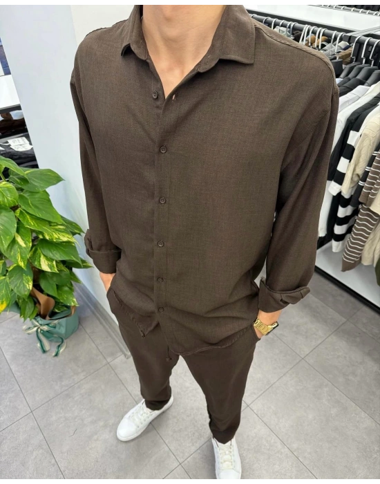 Alt Üst Keten Takım Kahve