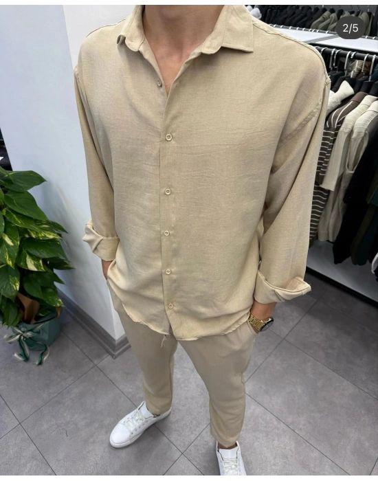 Alt Üst Keten Takım Krem