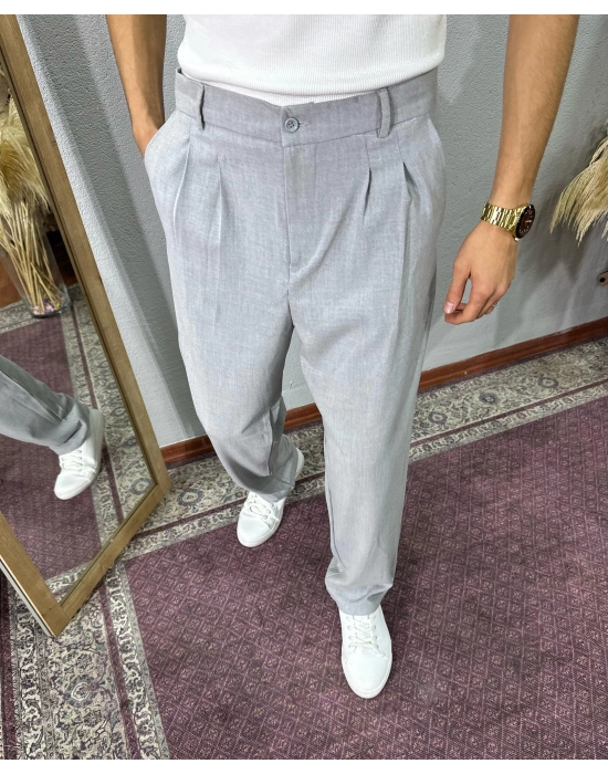 Baggy Kalıp Kumaş Pantolon Gri