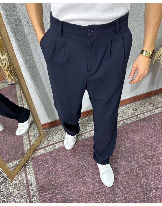 Baggy Kalıp Kumaş Pantolon Lacivert