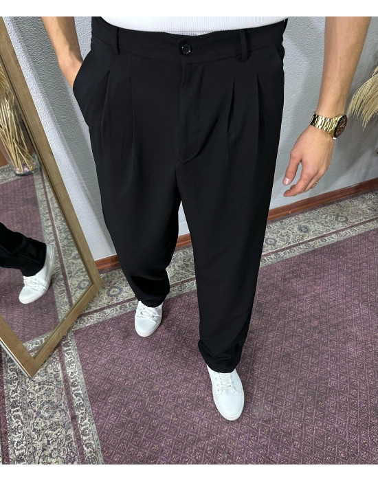 Baggy Kalıp Kumaş Pantolon Siyah