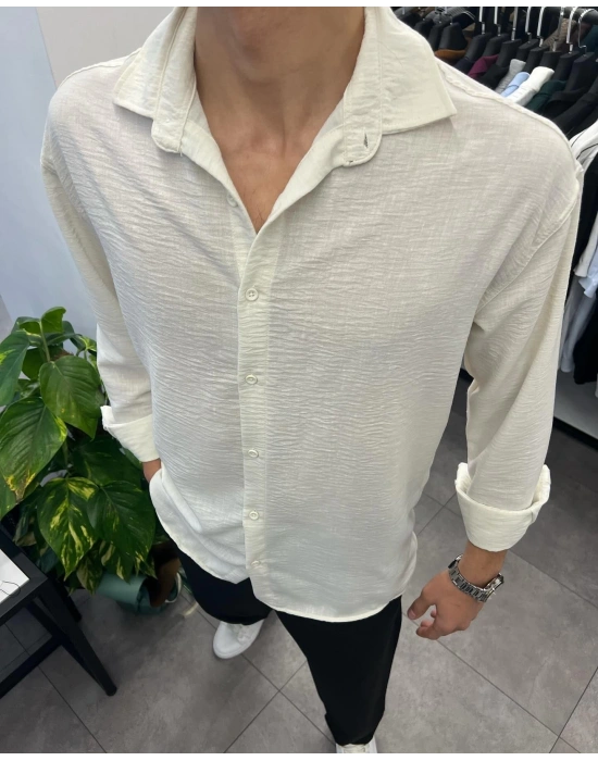 Ham Keten Gömlek Beyaz