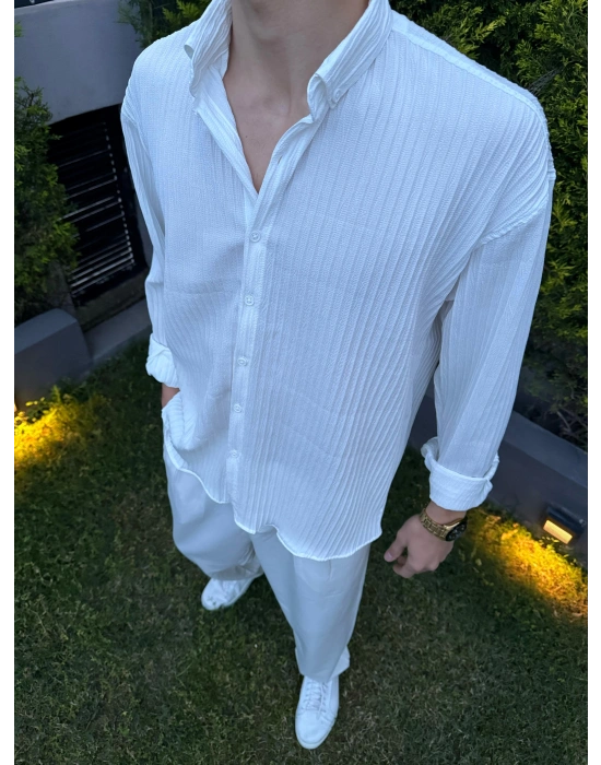 Krinkıl Kumaş Gömlek Beyaz