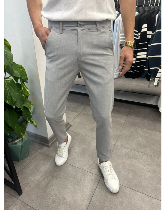 Slimfit Likralı Kumaş Pantolon Gri