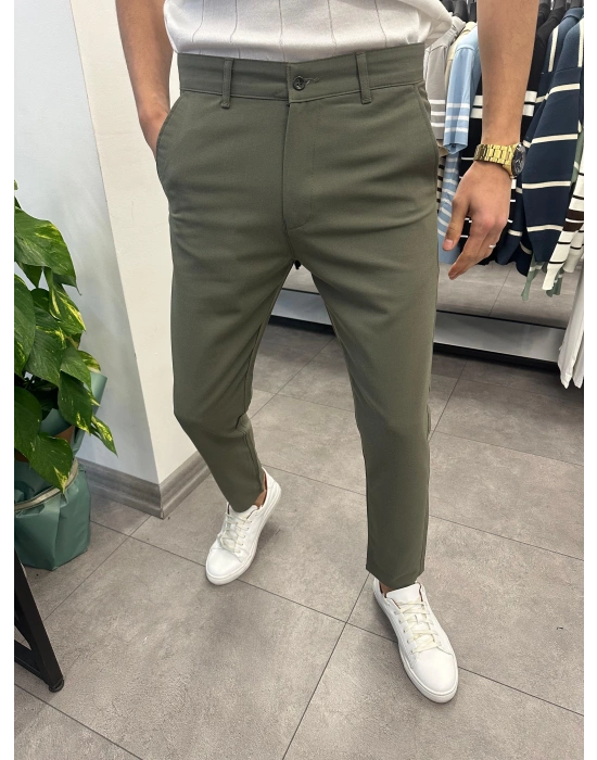 Slimfit Likralı Kumaş Pantolon Haki