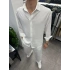 Alt Üst Baggy Keten Takım Beyaz