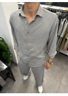 Alt Üst Baggy Keten Takım Gri