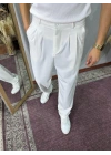 Baggy Kalıp Kumaş Pantolon Beyaz
