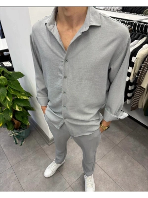 Alt Üst Keten Takım Gri