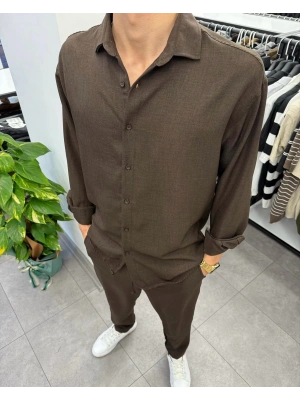 Alt Üst Keten Takım Kahve