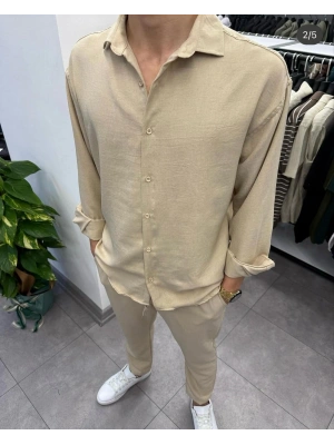 Alt Üst Keten Takım Krem